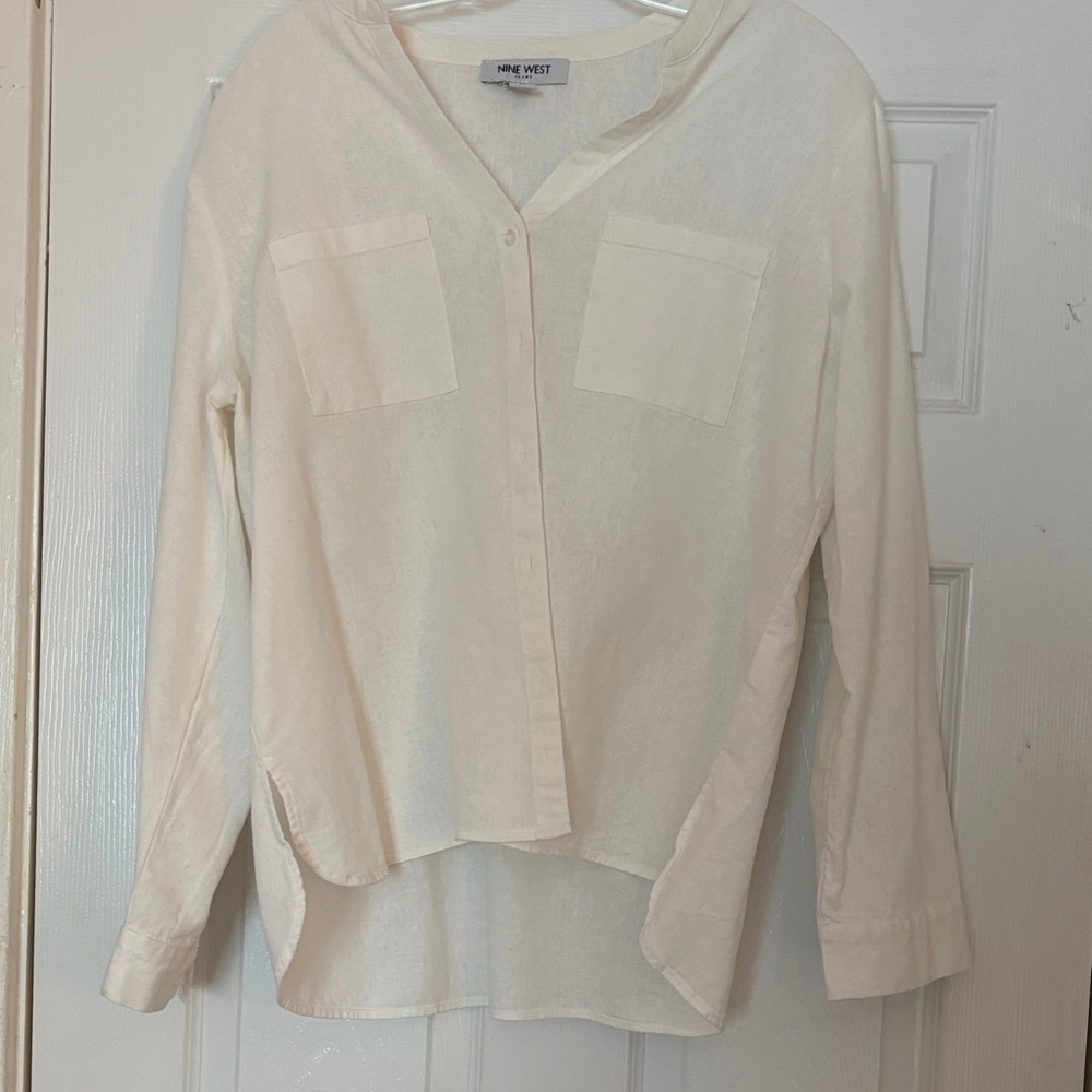Nine West Off-White Button-Up Shirt
